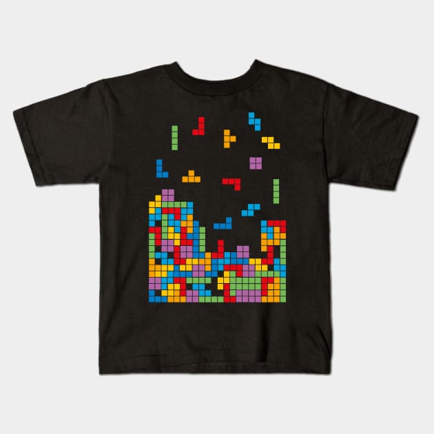 I love 8-Bit video games Tetris BoomBoomInk Kids T-Shirt by BoomBoomInk